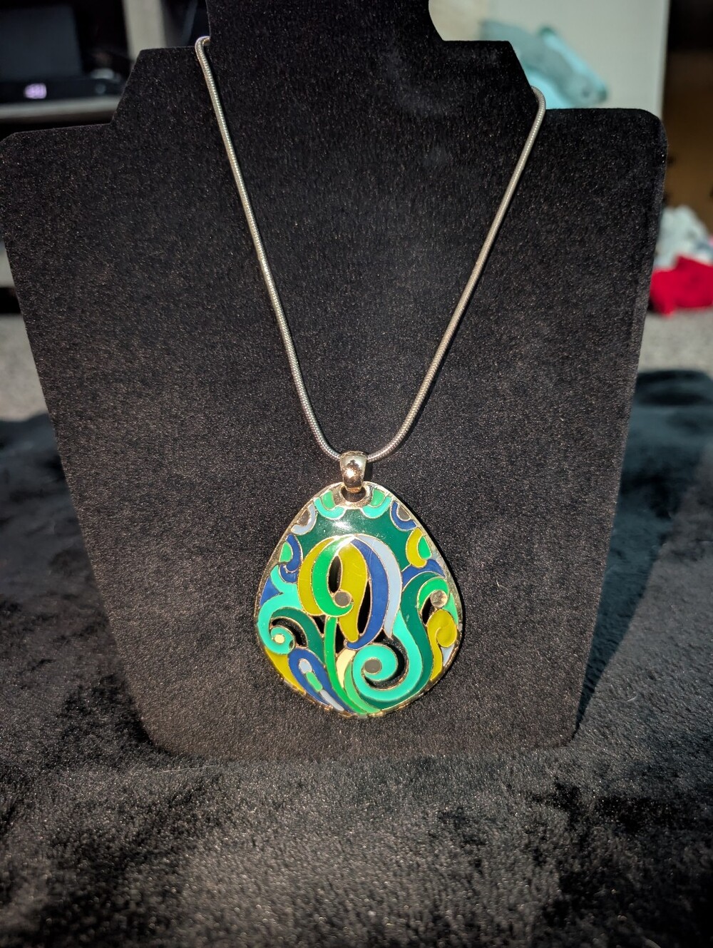 Eisenberg Signed Pendant Enamel Gold Tone Vintage